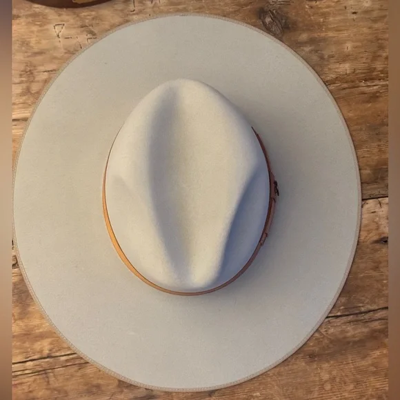 New Stetson Tri-City Silverbelly Flat Brim Felt Fedora Kemosabe Cowboy Hat 7 56 - Picture 3 of 5
